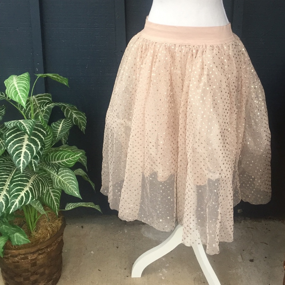 Shiny Peach&Gold Tutu Skirt - Size Large